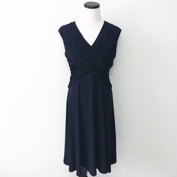 Adrianna Papell Dresses & Skirts - ADRIANNA PAPELL Navy blue lace trim Flare Dress